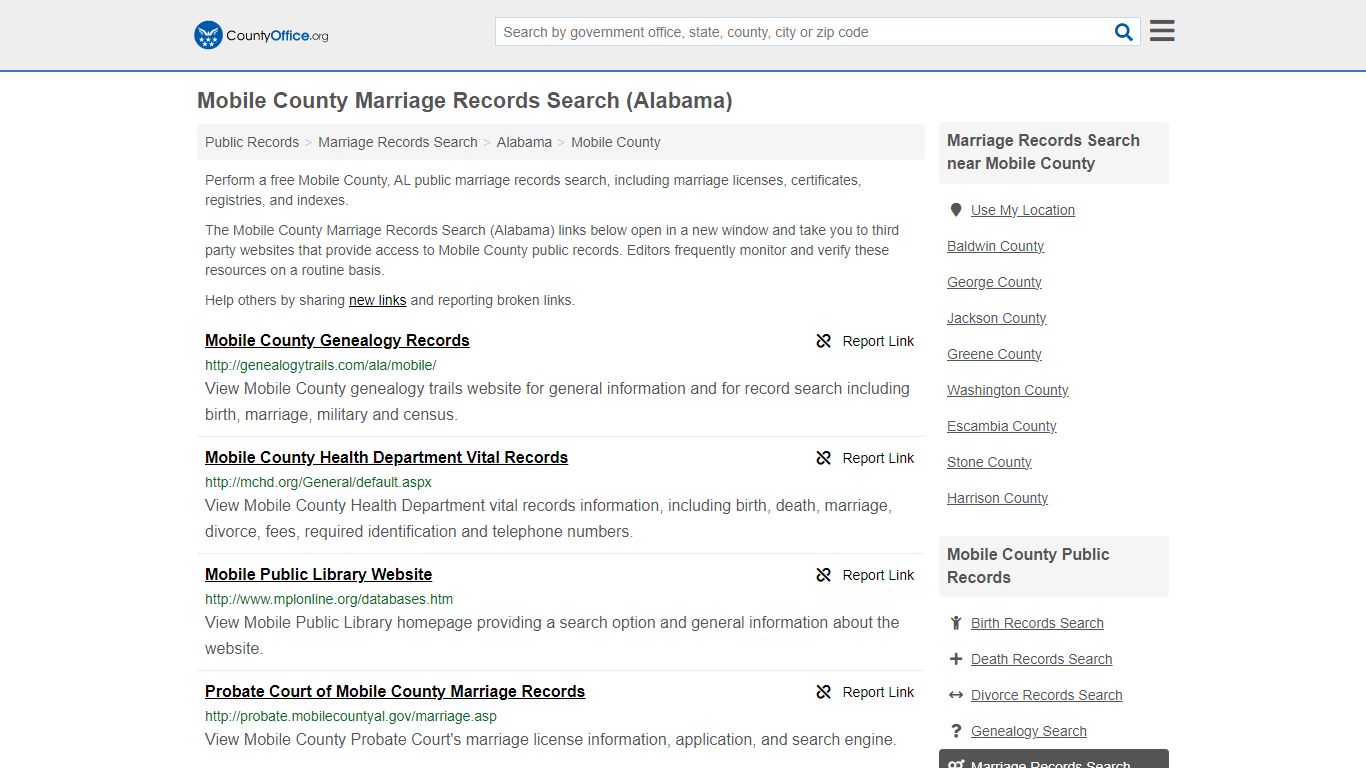 Mobile County Marriage Records Search (Alabama) - County Office