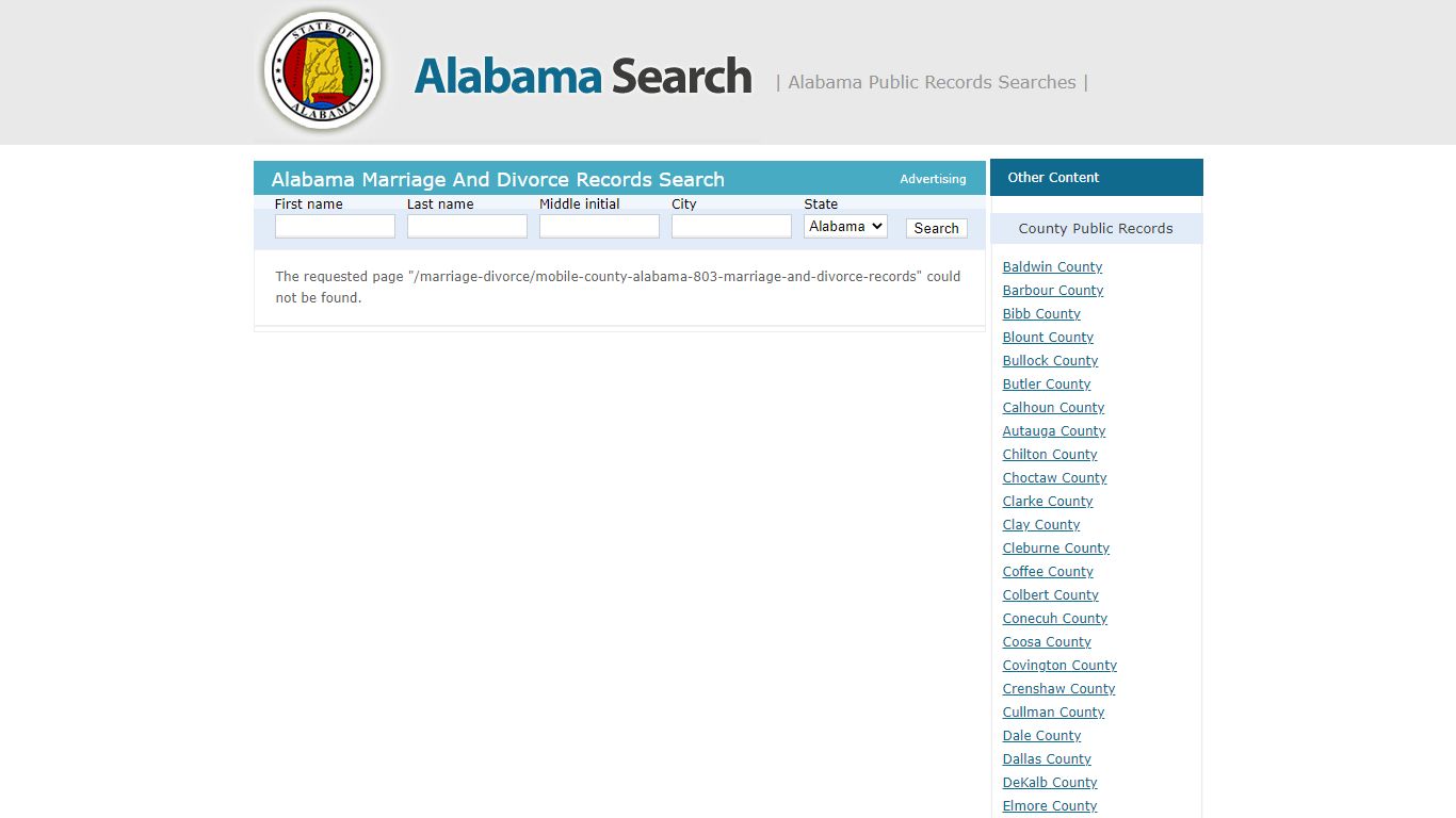 Mobile County, Alabama – Marriage and Divorce Records